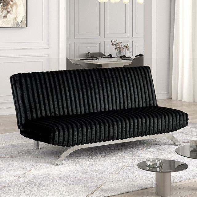 Villeneuve Futon Sofa Bed Black, Pink, & Grey - Inland Furniture (San Bernardino, CA)