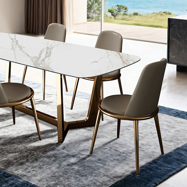 Norelli 7 Pc Dining Table Set Gold - Inland Furniture (San Bernardino, CA)