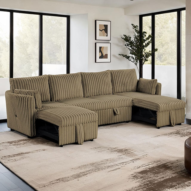 Denholme U-Sectional w/ Pull Out - Inland Furniture (San Bernardino, CA)