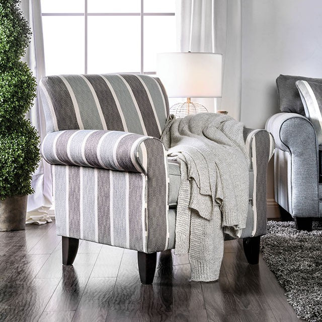 Misty Blue/Gray Stripe Chair - Inland Furniture (San Bernardino, CA)