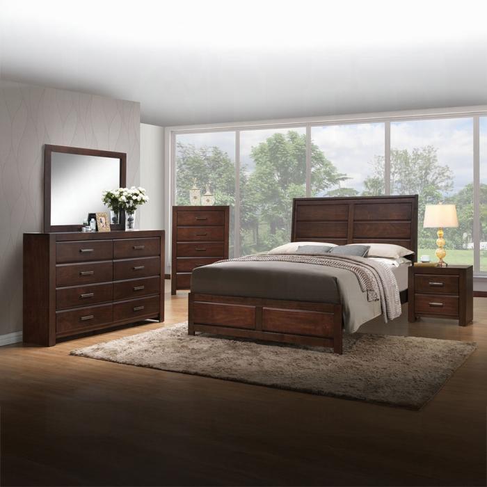 Oberreit Walnut Eastern King Bed - Inland Furniture (San Bernardino, CA)