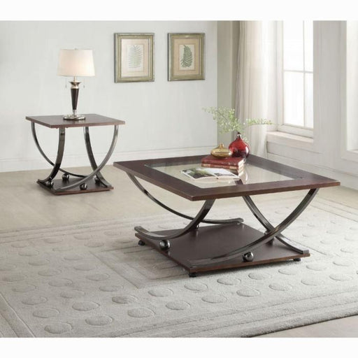 Isiah Black Nickel & Clear Glass Coffee Table - Inland Furniture (San Bernardino, CA)