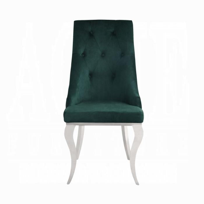 Dekel Green Fabric & Stainless Steel Side Chair - Inland Furniture (San Bernardino, CA)