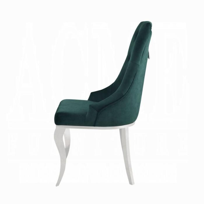 Dekel Green Fabric & Stainless Steel Side Chair - Inland Furniture (San Bernardino, CA)