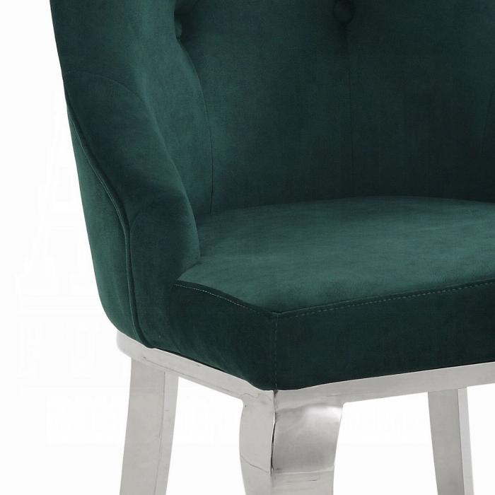 Dekel Green Fabric & Stainless Steel Side Chair - Inland Furniture (San Bernardino, CA)