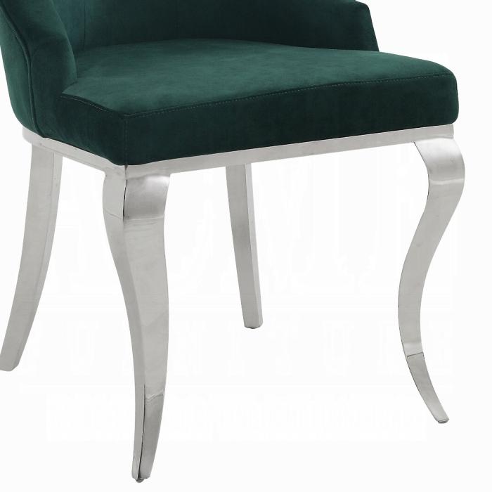 Dekel Green Fabric & Stainless Steel Side Chair - Inland Furniture (San Bernardino, CA)
