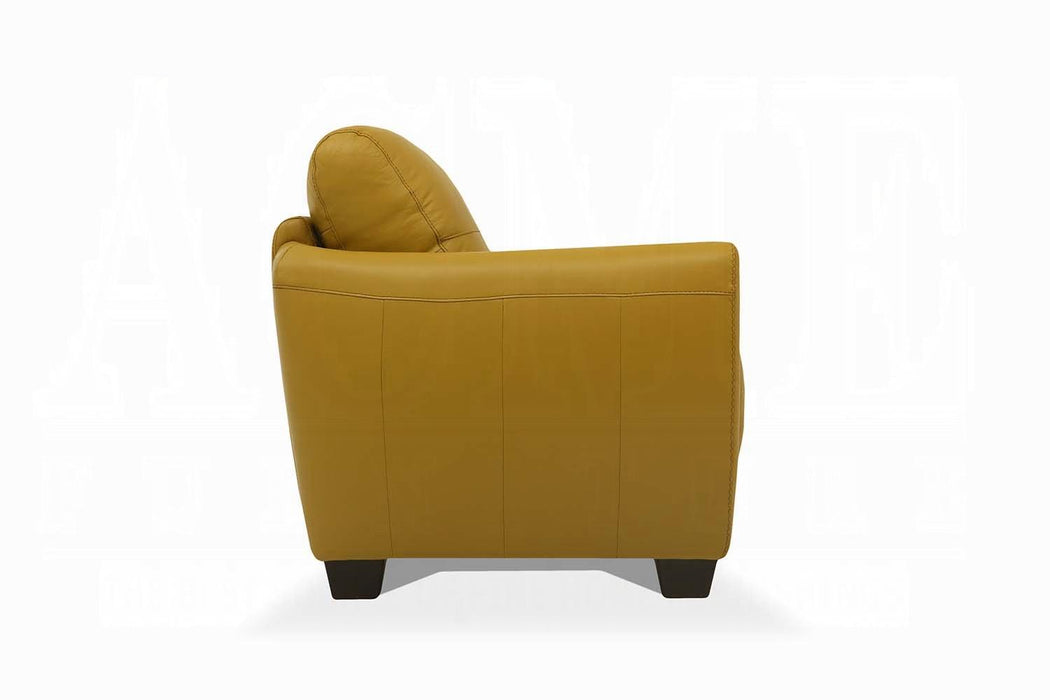 Valeria Mustard Leather Sofa - Inland Furniture (San Bernardino, CA)