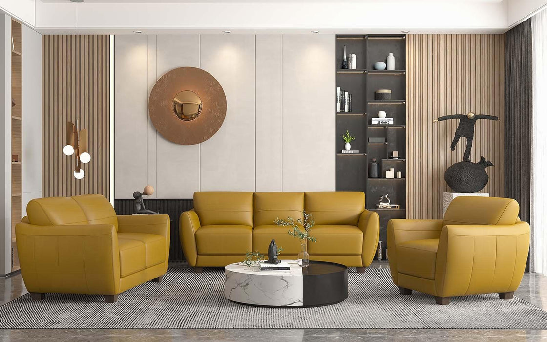 Valeria Mustard Leather Sofa - Inland Furniture (San Bernardino, CA)