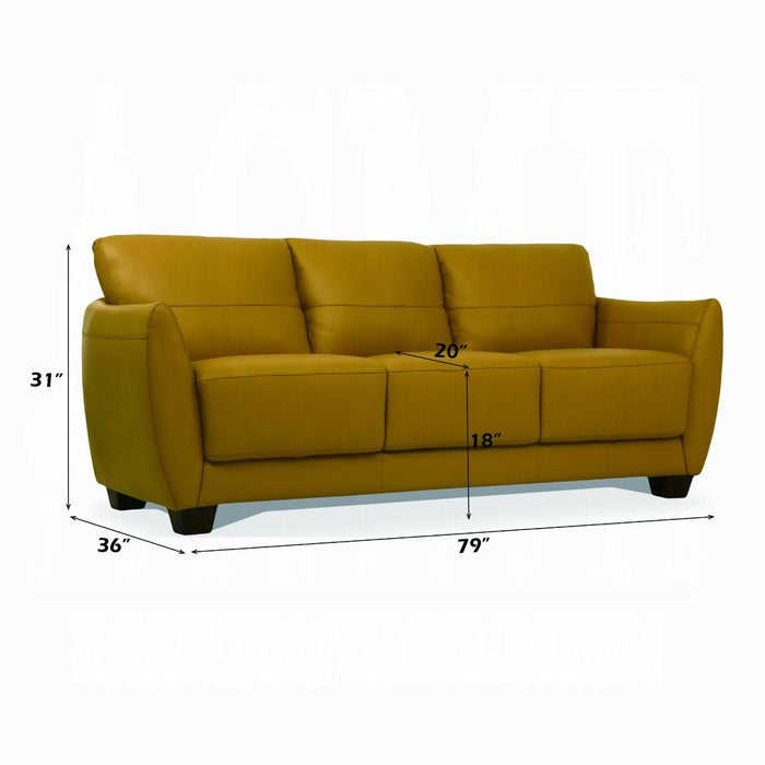 Valeria Mustard Leather Sofa - Inland Furniture (San Bernardino, CA)