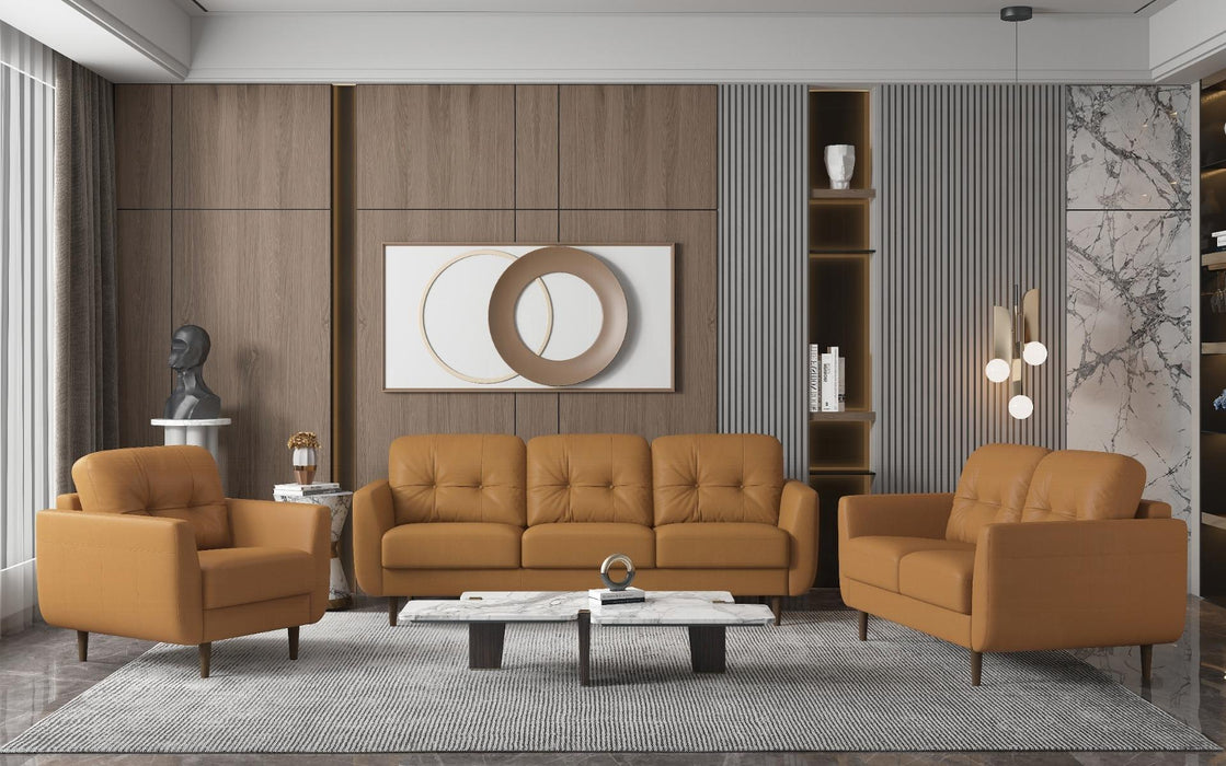 Radwan Camel Leather Sofa - Inland Furniture (San Bernardino, CA)