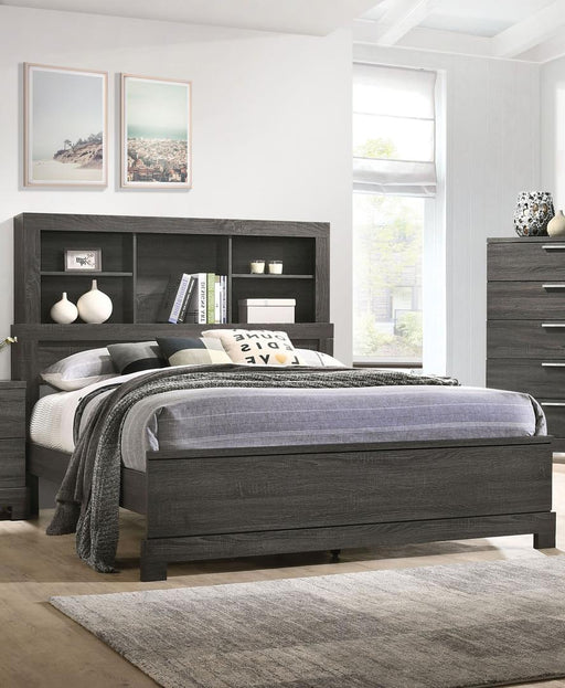 Acme Furniture Lantha Queen Bookcase Panel Bed in Grey Oak 22030Q - Inland Furniture (San Bernardino, CA)