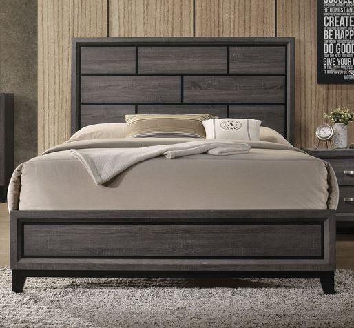 Acme Furniture Valdemar Queen Panel Bed in Weathered Gray 27050Q - Inland Furniture (San Bernardino, CA)