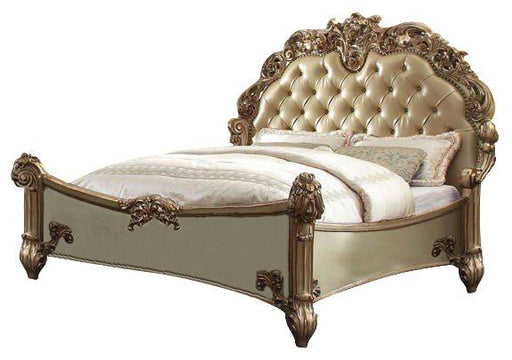 Acme Vendome Button Tufted Queen Bed in Gold Patina 23000Q - Inland Furniture (San Bernardino, CA)