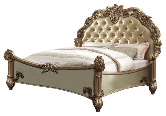 Acme Vendome Button Tufted King Bed in Gold Patina 22997EK - Inland Furniture (San Bernardino, CA)