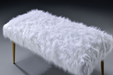 Bagley II White Faux Fur & Gold Bench - Inland Furniture (San Bernardino, CA)