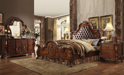 Dresden PU & Cherry Oak Queen Bed - Inland Furniture (San Bernardino, CA)