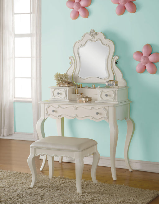Edalene Pearl White Vanity & Mirror - Inland Furniture (San Bernardino, CA)