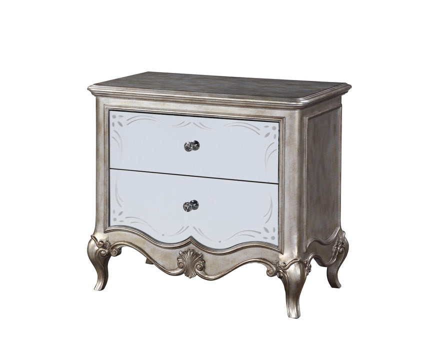 Esteban Antique Champagne Nightstand (2 Drw) - Inland Furniture (San Bernardino, CA)