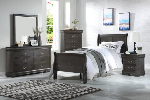 Louis Philippe Dark Gray Twin Bed - Inland Furniture (San Bernardino, CA)