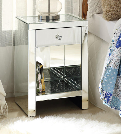 Noralie Mirrored & Faux Diamonds Accent Table - Inland Furniture (San Bernardino, CA)