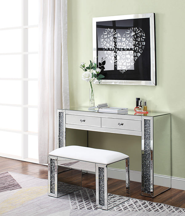 Noralie PU, Mirrored & Faux Diamonds Vanity Stool - Inland Furniture (San Bernardino, CA)
