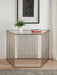 Oaklie Champagne & Clear Glass Sofa Table - Inland Furniture (San Bernardino, CA)