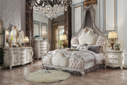Picardy Fabric & Antique Pearl Queen Bed - Inland Furniture (San Bernardino, CA)