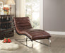 Qortini Vintage Dark Brown Top Grain Leather & Stainless Steel Chaise - Inland Furniture (San Bernardino, CA)