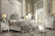 Versailles Vintage Gray PU & Bone White Queen Bed - Inland Furniture (San Bernardino, CA)