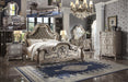 Dresden Vintage Bone White & PU Eastern King Bed - Inland Furniture (San Bernardino, CA)