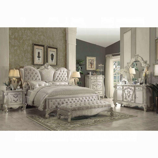 Versailles Ivory Velvet & Bone White Queen Bed - Inland Furniture (San Bernardino, CA)