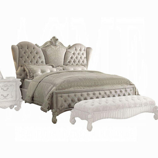 Versailles Ivory Velvet & Bone White California King Bed - Inland Furniture (San Bernardino, CA)