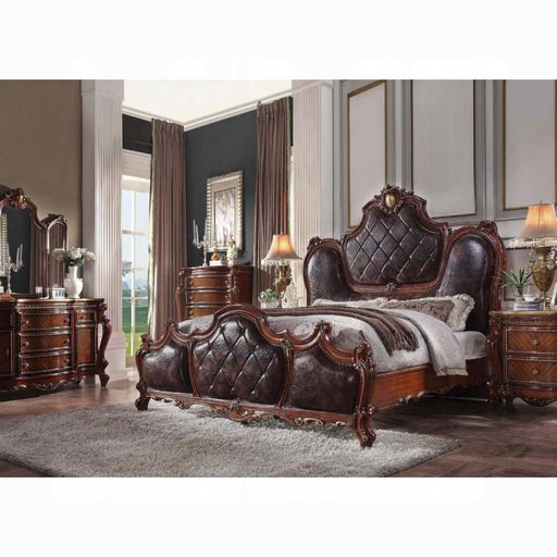 Picardy PU & Cherry Oak Eastern King Bed - Inland Furniture (San Bernardino, CA)