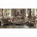 Dresden Bone Velvet & Gold Patina Sofa w/7 Pillows - Inland Furniture (San Bernardino, CA)