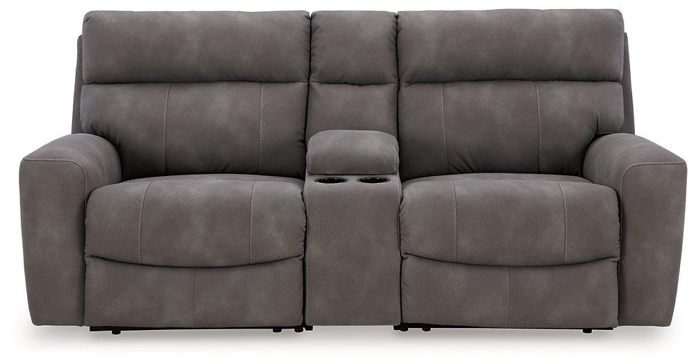 Next-Gen DuraPella Power Reclining Sectional Loveseat with Console - Inland Furniture (San Bernardino, CA)