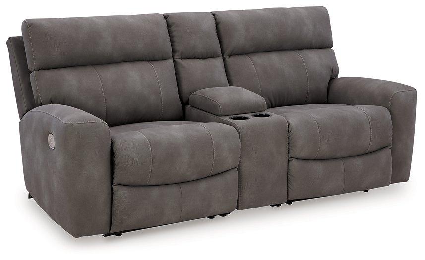 Next-Gen DuraPella Power Reclining Sectional Loveseat with Console - Inland Furniture (San Bernardino, CA)