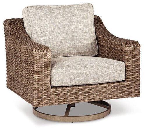 Beachcroft Outdoor Swivel Lounge with Cushion - Inland Furniture (San Bernardino, CA)
