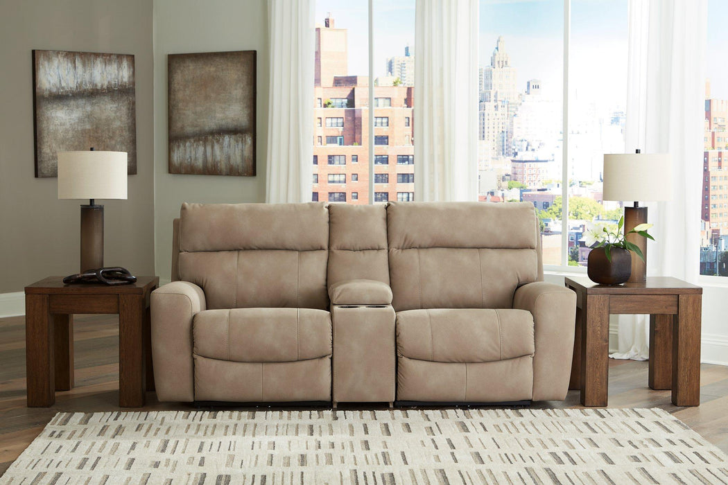 Next-Gen DuraPella Power Reclining Sectional Loveseat with Console - Inland Furniture (San Bernardino, CA)
