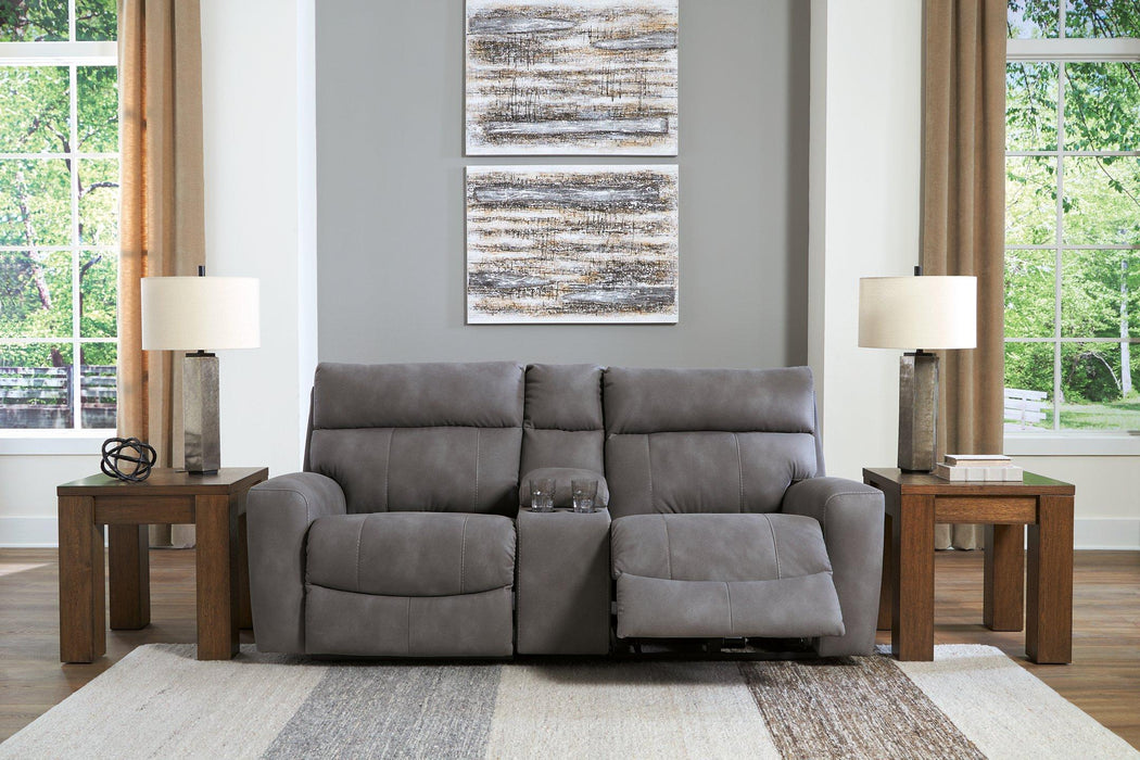 Next-Gen DuraPella Power Reclining Sectional Loveseat with Console - Inland Furniture (San Bernardino, CA)