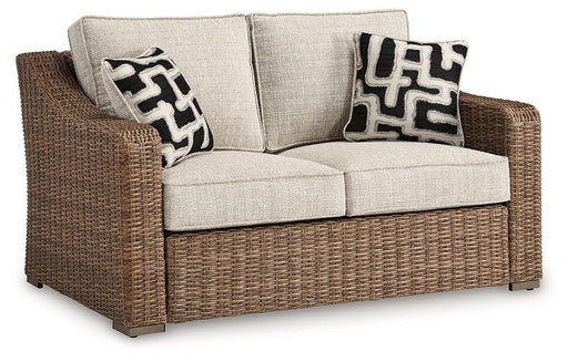 Beachcroft Outdoor Loveseat with Cushion - Inland Furniture (San Bernardino, CA)