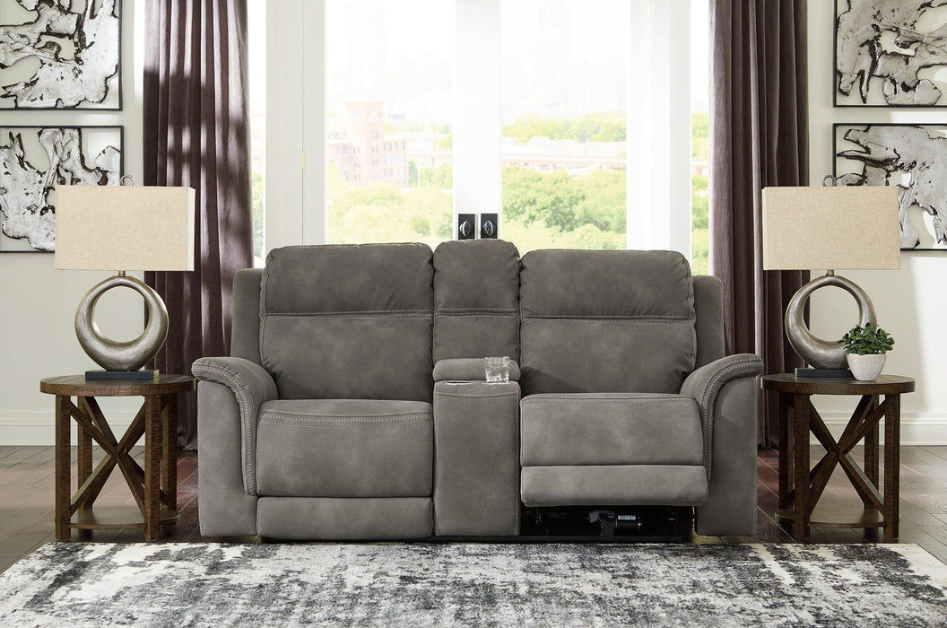 Next-Gen DuraPella Power Reclining Loveseat with Console - Inland Furniture (San Bernardino, CA)