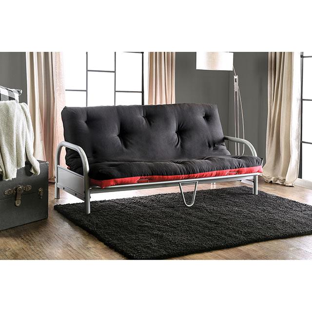 Aksel Black/Red Futon Mattress, Black, Red & Gray - Inland Furniture (San Bernardino, CA)