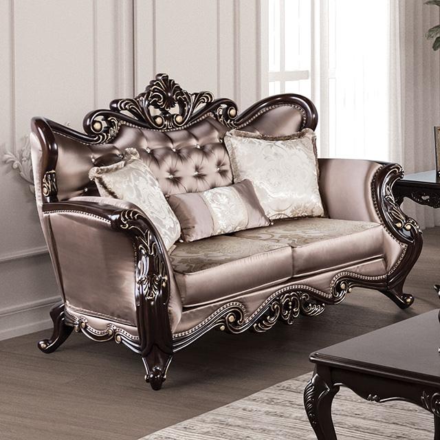 Albacete Loveseat Campage & Walnut - Inland Furniture (San Bernardino, CA)