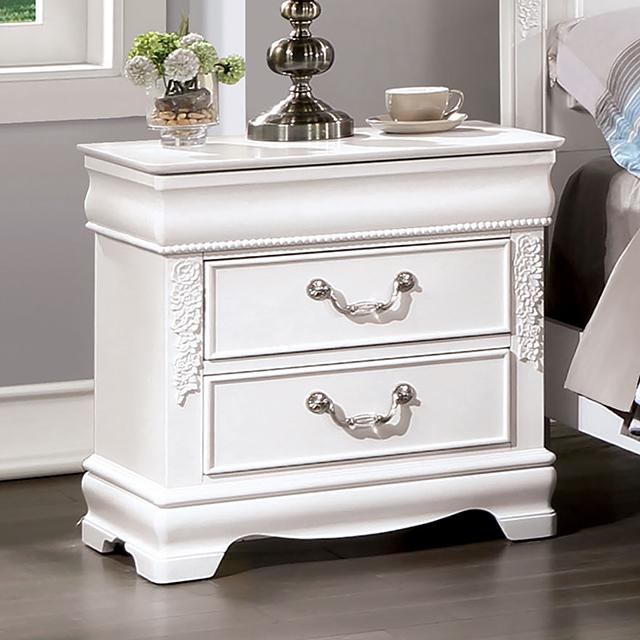 ALECIA Night Stand w/ USB, White - Inland Furniture (San Bernardino, CA)