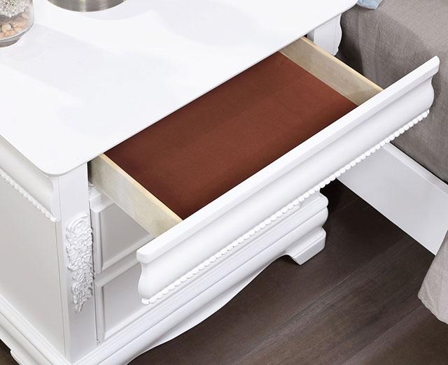 ALECIA Night Stand w/ USB, White - Inland Furniture (San Bernardino, CA)
