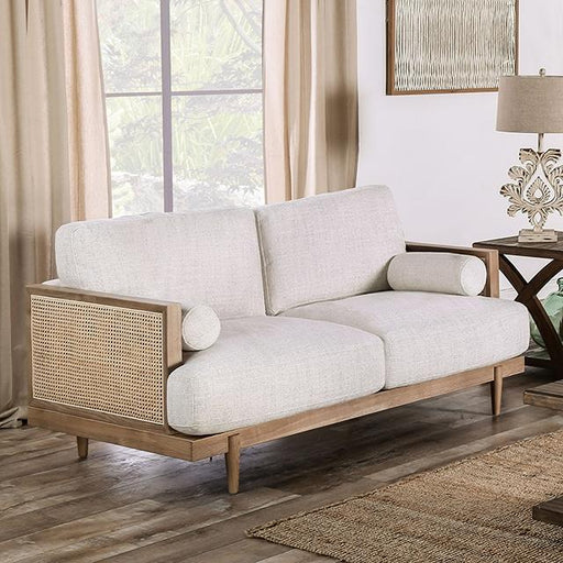 ALESUND Loveseat, Beige/Light Oak, Natural & Brown - Inland Furniture (San Bernardino, CA)