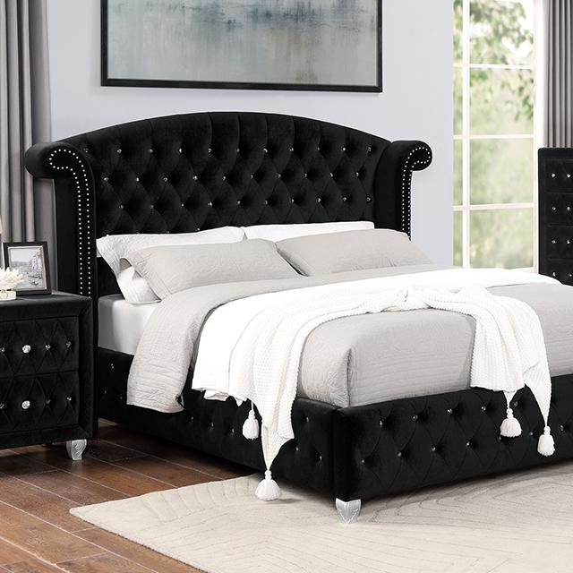 ZOHAR E.King Bed, Black - Inland Furniture (San Bernardino, CA)