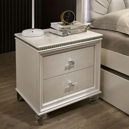 ALLIE Night Stand Beige & Rose Gold - Inland Furniture (San Bernardino, CA)