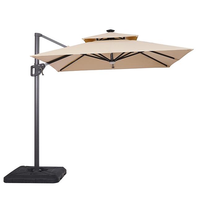 Xico 8 Ft Square Umbrella w/ Double Top w/ LED Light + 37" Large Base - Inland Furniture (San Bernardino, CA)