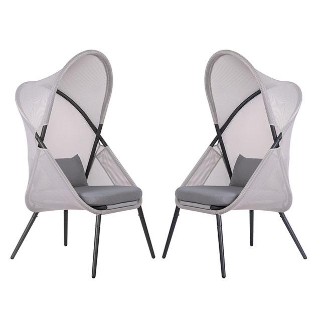 Alverta Foldable Chair Grey & Black (2/Ctn) - Inland Furniture (San Bernardino, CA)